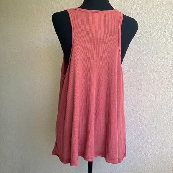 Free People • Coral Orange Tank Top Ribbed Red Sexy Fit Bohemian - Picture 3 of 7